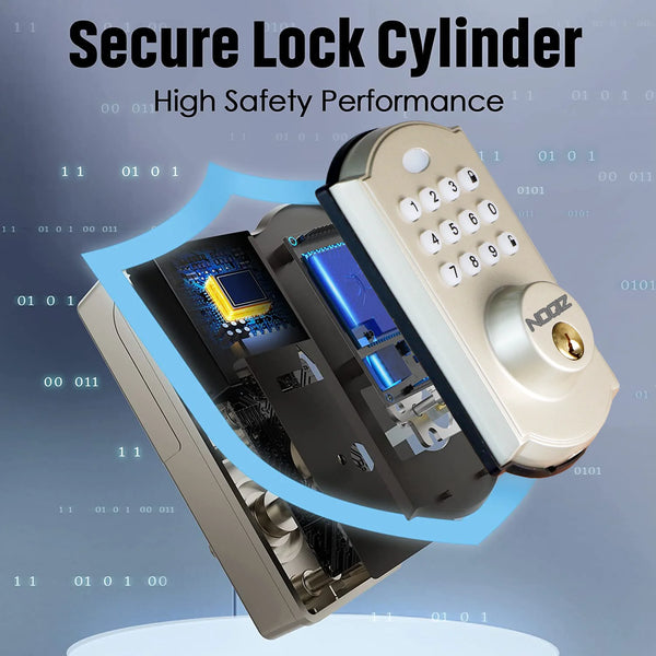 Keyless Entry Door Lock - Electronic Door Lock with Keypad, Smart Latch Lock with Automatic Lock, Safe Waterproof Smart Lock 19L