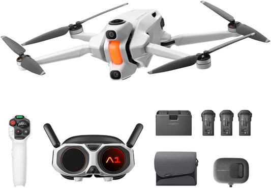 A1 Explorer Bundle (3 Batteries) - 8K 360 Drone for Immersive Flight, Point-To-Fly Motion Control, Obstacle Avoidance, 249G & Foldable, Deep Track, Auto Return, 10Km Range, Auto Edit