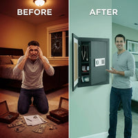 7725 Superior Wall Safe, Electronic and Key Lock Wall Safe for Jewelry Security — Before & After