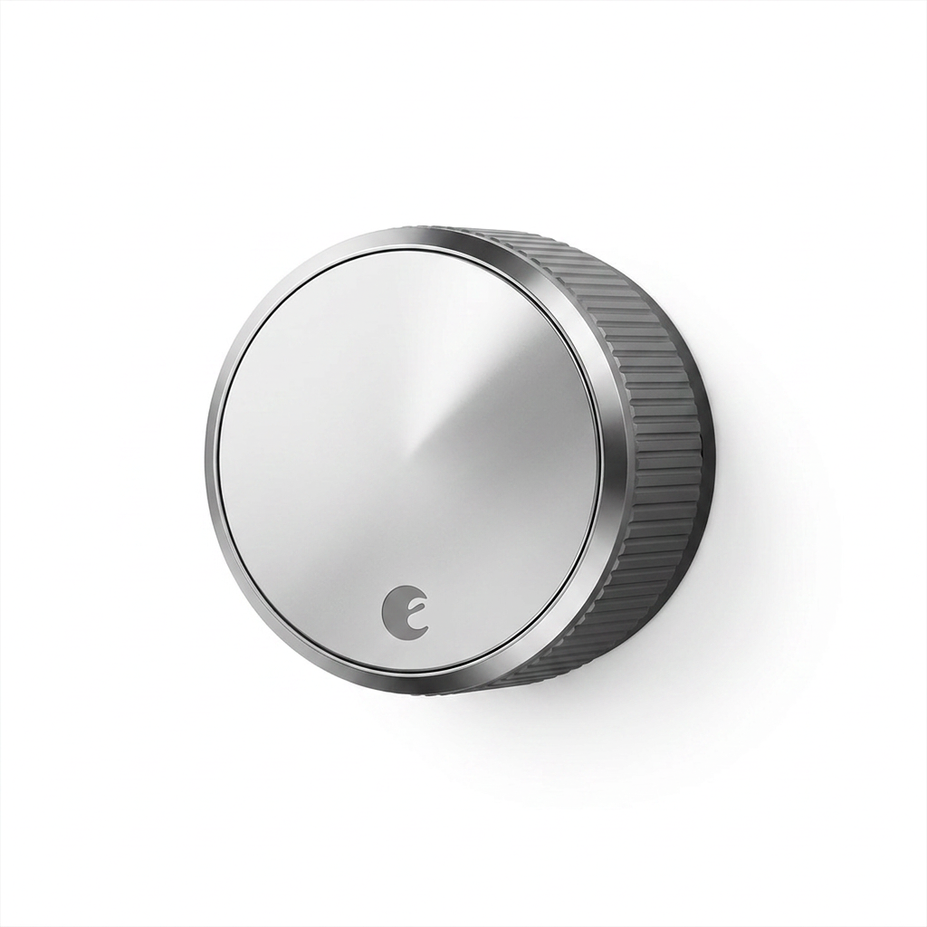 Wifi Smart Lock Silver (Retrofits over Existing Deadbolt) — Studio Shot